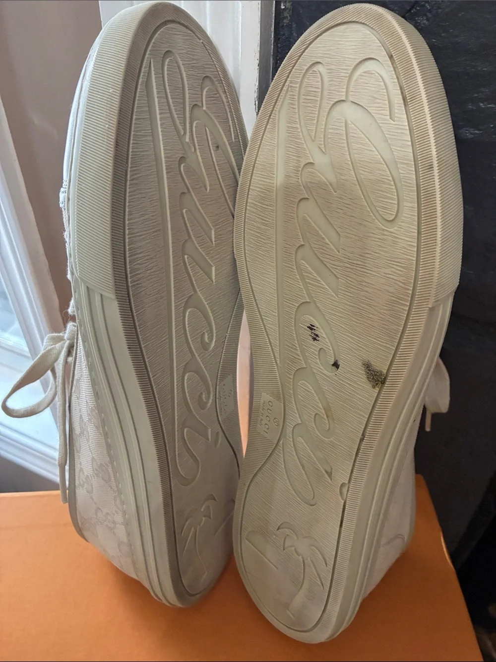 Gucci Beige Cream Canvas & Leather Sneakers